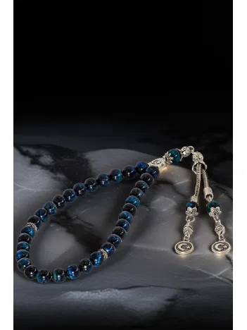 Erkek Doğal Taş Tespih - Doğal Lacivert Parlament Mavisi Kaplangözü Taşlı Ortaboy Tesbih Erkek Doğal Taş Tespih - Doğal Lacivert Parlament Mavisi Kaplangözü Taşlı Ortaboy Tesbih