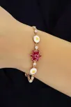 Kadın Gümüş Bileklik - Rose Kaplama Pembe Safir Taşlı Nergis Çiçeği Motifli Bilezik Kadın Gümüş Bileklik - Rose Kaplama Pembe Safir Taşlı Nergis Çiçeği Motifli Bilezik