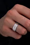 Erkek Gümüş Yüzük - 925 Ayar Dalgalı Şerit Model Gümüş Alyans Yüzük