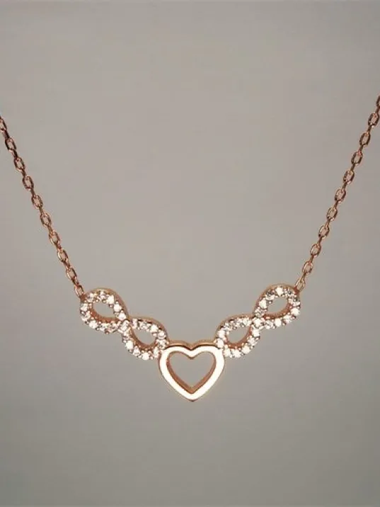 Gümüş Bayan Sonsuzluk Kalp Kolye