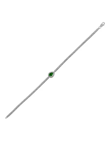 Çağıl Zümrüt Taşlı Su Yolu Bayan Gümüş Bileklik