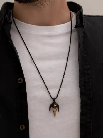 Erkek Kolye - Kuzgun Kafası Model Erkek Çelik Kolye - 316 L Paslanmaz Çelik