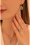 Kadın Gümüş Set - Mekik Model Zultanit Taşlı Baget Süslemeli Rodyumlu Kadın Set