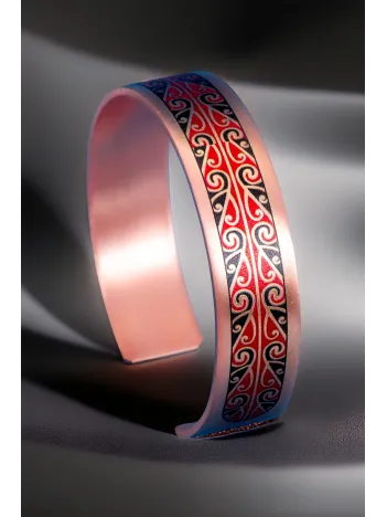 Kadın Bakır Bileklik Yüzük Set - Katherina Model Özel Baskı Metal Kutu Ve Doğal Taşlar