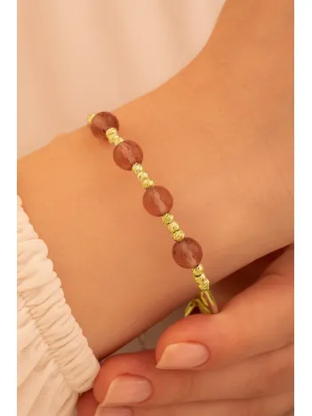 Kadın Gümüş Bileklik - Altın Kaplama Zultanit Taşlı Dorika Model Kadın Bilezik Her Bileğe Uyar