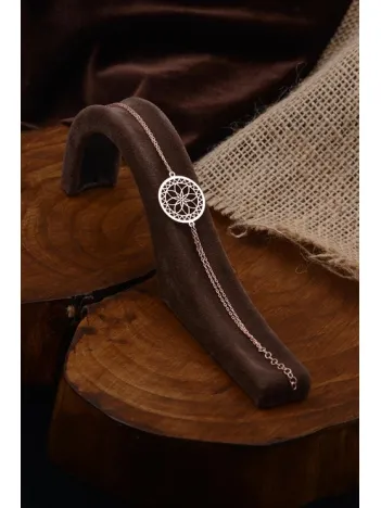 Rose Lotus Çiçeği Model Kadın Gümüş Bileklik GBLLTSCCGM1-ROS