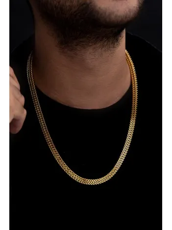 Erkek Çelik Kolye - Çift Sıra Örgü Model Erkek Çelik Kolye