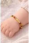 Bebek Kehribar Bileklik - Sarı Kehribar Doğal Taşlı Bebek Künye Bileklik
