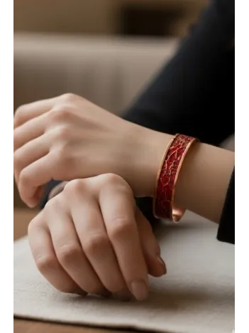 Kadın Bakır Bileklik - Kırmızı Tutkunun Rengi Model Bakır Kadın Bileklik