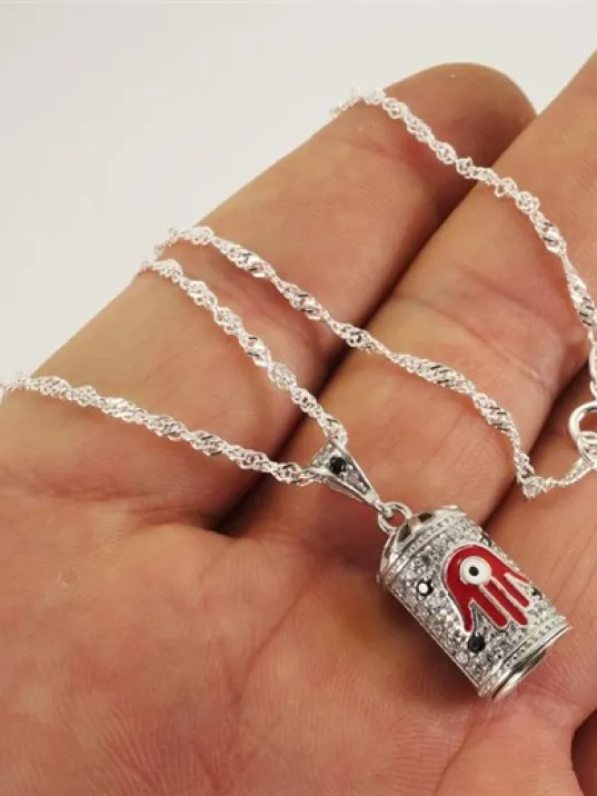 Fatma Ana Eli Bayan Gümüş Muska Cevşen Kolye