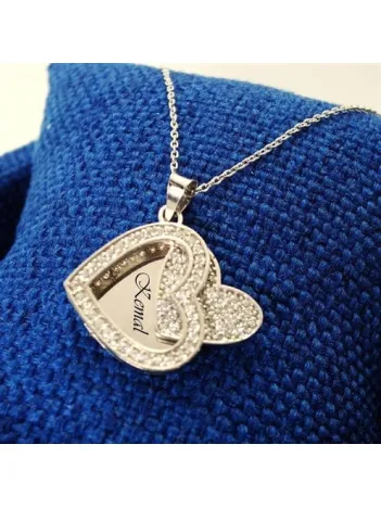 Gizli İsimli Bayan Gümüş Kolye Kalp Model