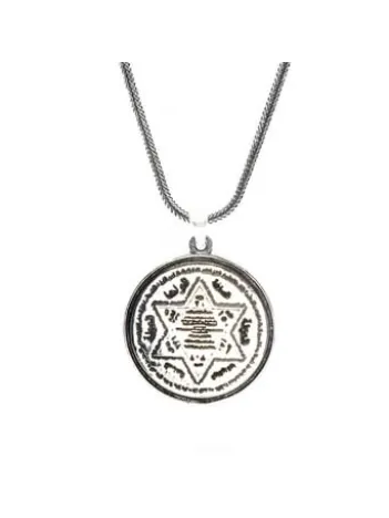 Hz.süleyman Mührü Erkek Gümüş Kolye Zincir Çift Taraflı Büyük Ve Ağır Model