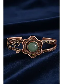 Kadın Bakır Bileklik - Yeşil Aventurin Taşlı Çiçek Model Kadın Bilezik Metal Kutu ve Doğal Taşlar Kadın Bakır Bileklik - Yeşil Aventurin Taşlı Çiçek Model Kadın Bilezik Metal Kutu ve Doğal Taşlar