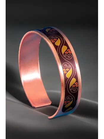 Kadın Bakır Bileklik Yüzük Set - Sonbahar Model Özel Baskı Metal Kutu Ve Kuvars Taşı