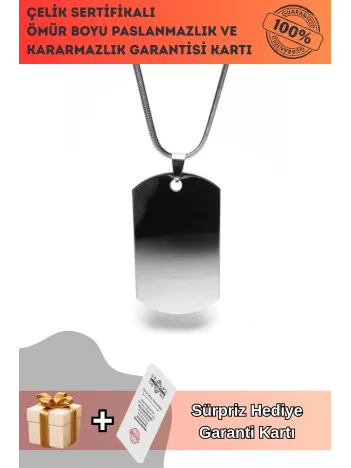 Asker Künyesi Çelik Erkek Kolye Snake Zincirli