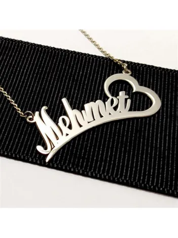 Kişiye Özel İsimli Kalpli Bayan Gümüş Kolye