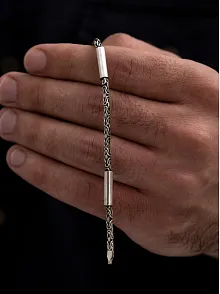 Erkek Kral Gümüş Bileklik Künye 2,8mm Özel Tasarım Silindir Parçalı
