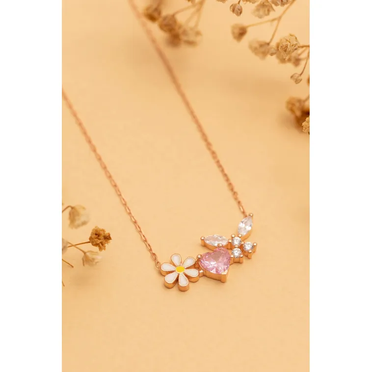 Kadın Gümüş Kolye - Rose Altın Kaplama Zirkon Taşlı Kalp Motifli Gümüş Kolye Kadın Gümüş Kolye - Rose Altın Kaplama Zirkon Taşlı Kalp Motifli Gümüş Kolye