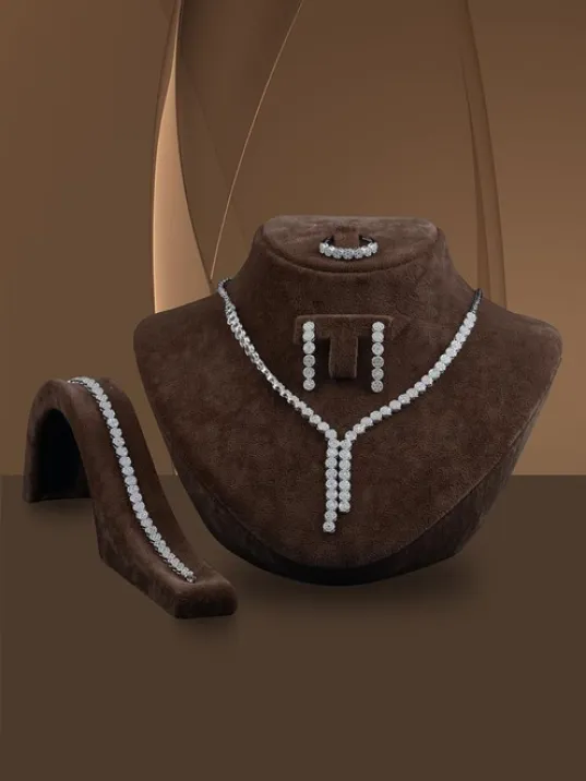 Almira Bayan Gümüş Su Yolu Set - Kolye, Bileklik, Küpe, Yüzük