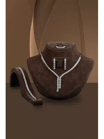 Almira Bayan Gümüş Su Yolu Set - Kolye, Bileklik, Küpe, Yüzük