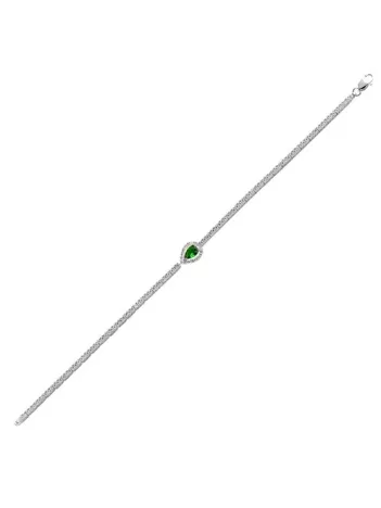 Venessa Zümrüt Taşlı Su Yolu Bayan Gümüş Bileklik