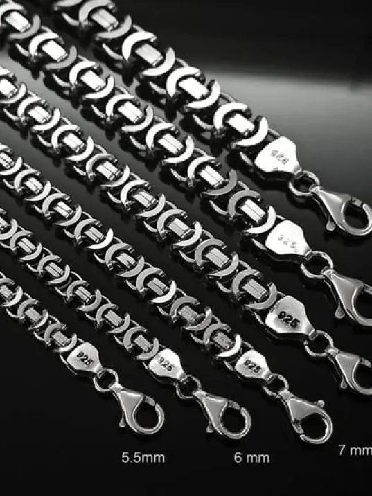 Euro Kral Erkek Gümüş Kolye Zincir Oksitli Model