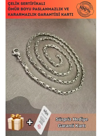 2,5mm En İnce Kral Çelik Erkek Kolye Zincir