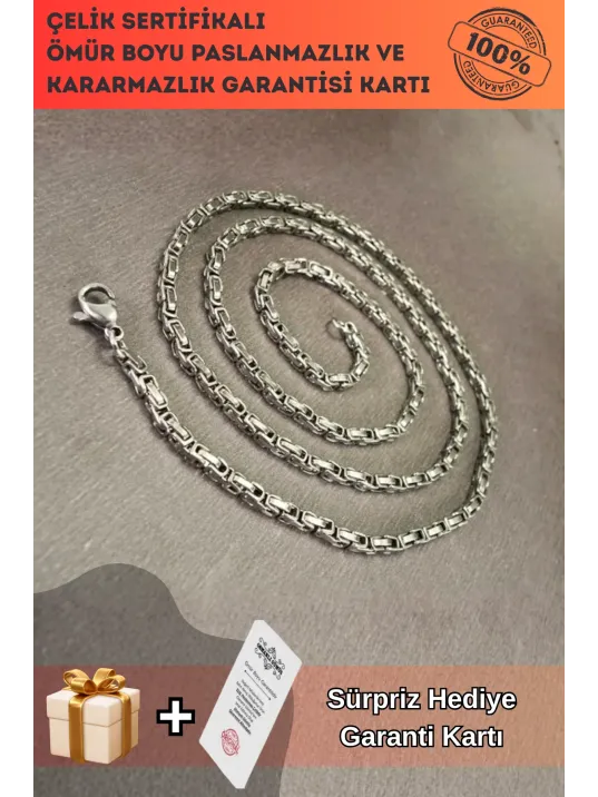 2,5mm En İnce Kral Çelik Erkek Kolye Zincir