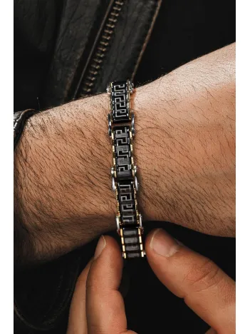 Grek Üçgen Çelik Sarı Erkek Bileklik Künye CBLALTGREK1