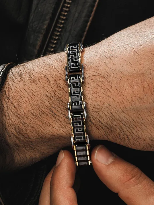 Grek Üçgen Çelik Sarı Erkek Bileklik Künye CBLALTGREK1 Grek Üçgen Çelik Sarı Erkek Bileklik Künye CBLALTGREK1