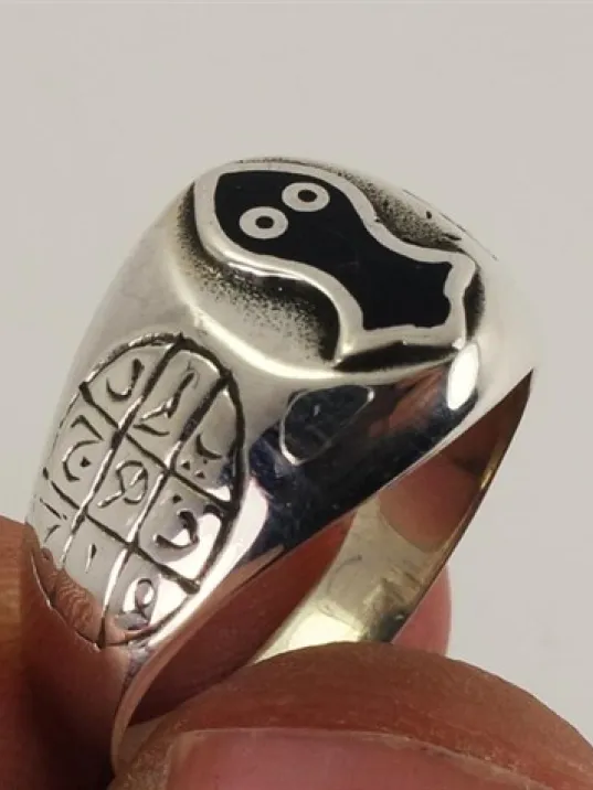 Nalı Şerif Ve Ebced Figürlü Gümüş Erkek Serçe Parmak Yüzüğü