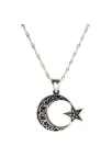 Otantik Ay Yıldız Bayan Gümüş Kolye Orta Boy Otantik Ay Yıldız Bayan Gümüş Kolye Orta Boy