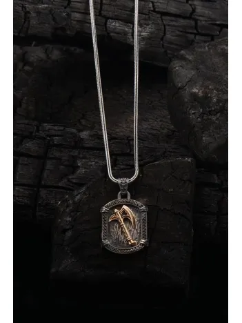 Balta Figürlü Erkek Gümüş Kolye Zincir Gklyzkhnblt-gms