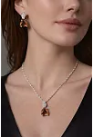 Kadın Gümüş Kolye Küpe Set - Üçgen Kesim Zultanit Taşlı Gümüş Set