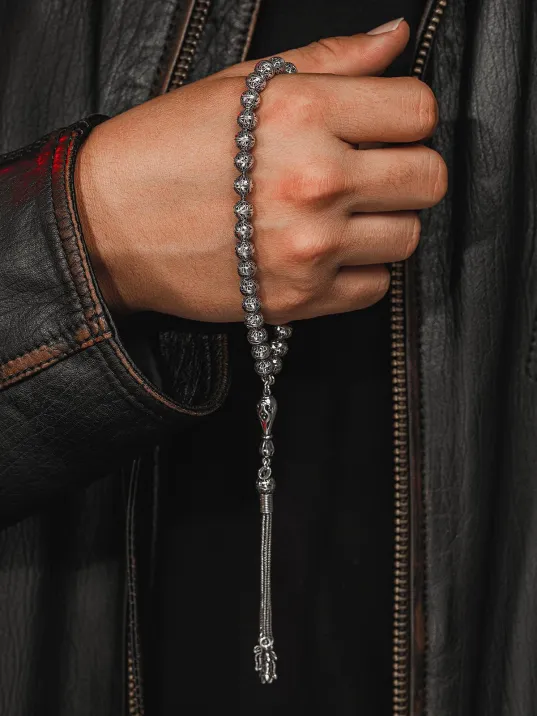 Erkek Tesbih - Zail Oksitli 925 Ayar Gümüş Erkek Tespih Küçük Boy 26gr