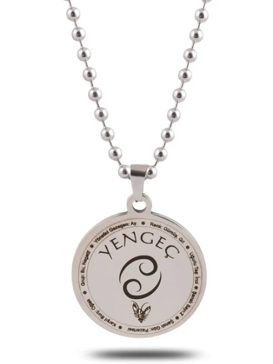 Yengeç Burcu Kolye Kadın Erkek Çelik Kolye Top Zincir CKLYENGECBR-GMS