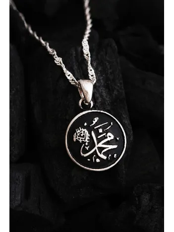 Kadın Gümüş Kolye - Hz. Muhammed Yazılı Kadın Kolye