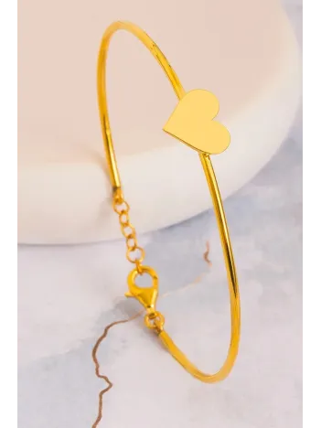 Kadın Gümüş Bileklik - El Yapımı Gümüş Kalp Motifli Kadın Bileklik Kelepçe