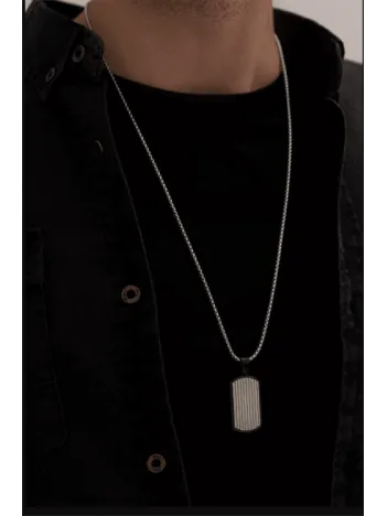 Erkek Kolye - Dövme Asker Künyesi Model Erkek Çelik Kolye - 316 L Paslanmaz Çelik Kolye