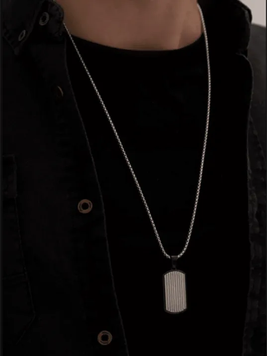 Erkek Kolye - Dövme Asker Künyesi Model Erkek Çelik Kolye - 316 L Paslanmaz Çelik Kolye