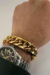 Altın Kaplama Devasa Kalın Çelik Erkek Bileklik