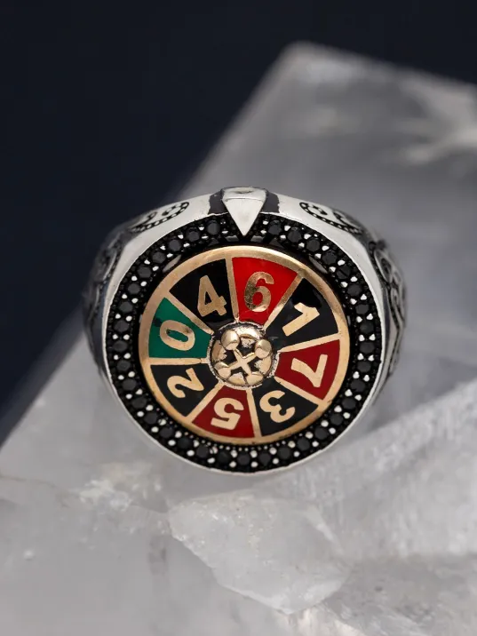 Las Vegas Rulet Model Döner Başlı Erkek Gümüş Yüzük