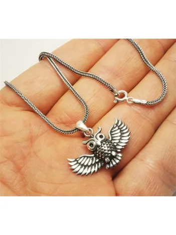 Baykuş Erkek Gümüş Kolye Zincir