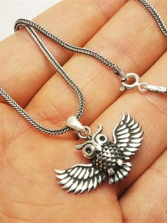 Baykuş Erkek Gümüş Kolye Zincir Baykuş Erkek Gümüş Kolye Zincir