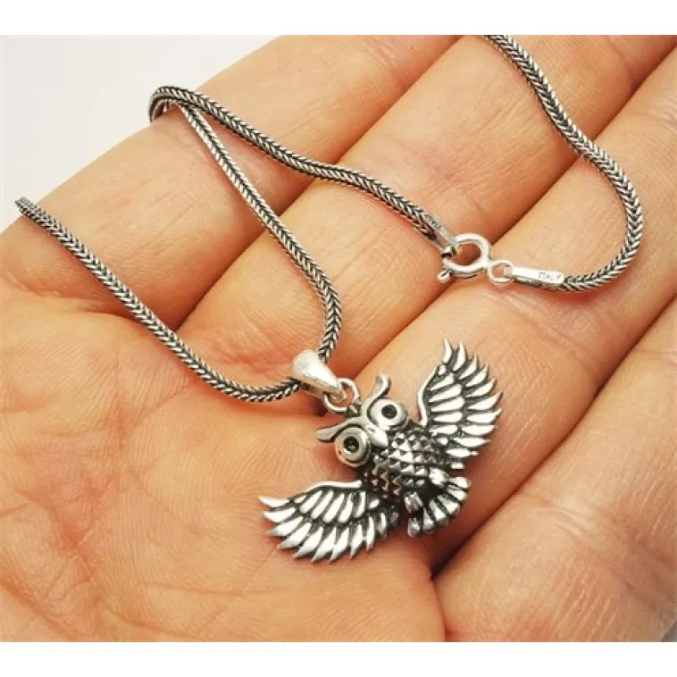 Baykuş Erkek Gümüş Kolye Zincir Baykuş Erkek Gümüş Kolye Zincir