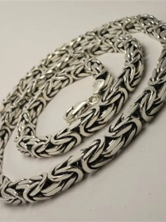 Gümüş Kral Erkek Kolye Zincir 6mm Kalın Model