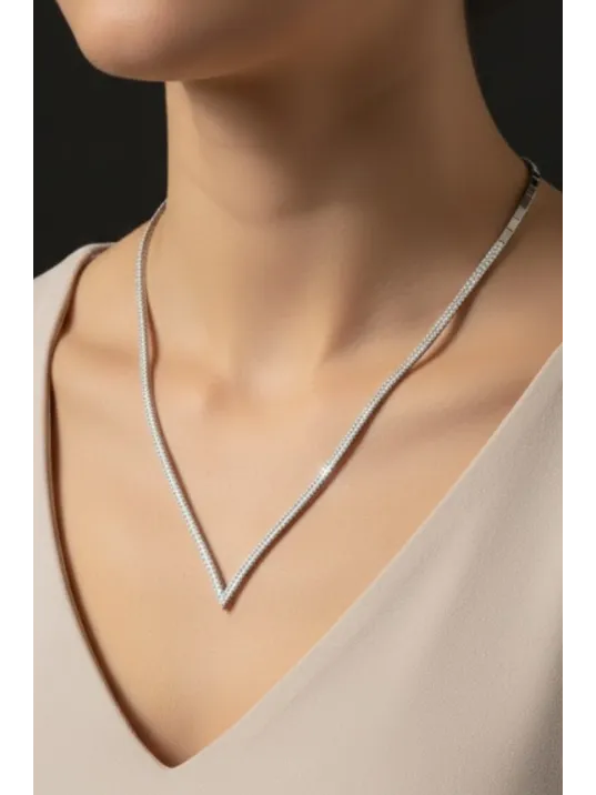 Eftalya Model Gümüş Su Yolu Kadın Kolye