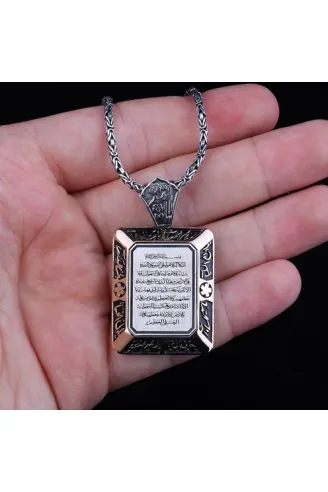 Ayetel Kürsi Işlemeli 925 Ayar Gümüş Kolye