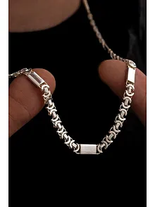 Erkek Gümüş Kolye - 6mm Parçalı Parlak Euro Kral Gümüş Kolye