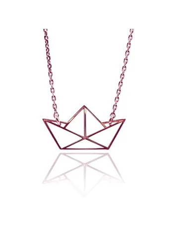 Kağıt Gemi Bayan Gümüş Kolye-Sarı